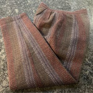 Pleated Lined Baronesa Wool Pants. Vintage. Brown, Maroon, Purple. Size 7/8.